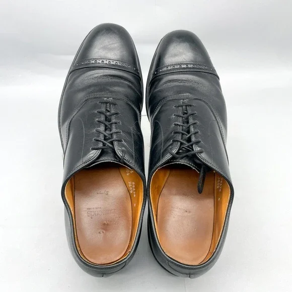 Allen Edmonds Mens 10.5 E Byron Cap Toe Oxford Black Leather Dress Shoes Classic - Picture 6 of 11